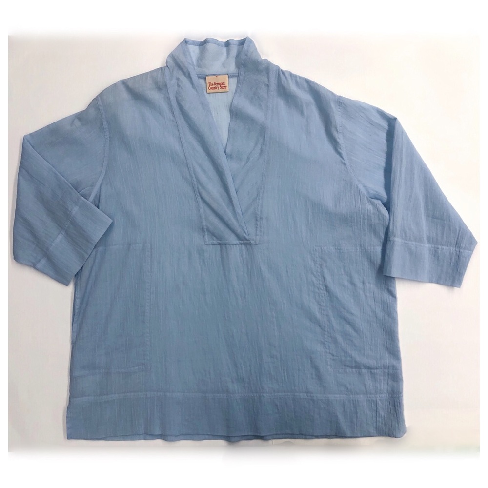 The Vermont Country Store Blue Cotton Blouse - Picture 8 of 16